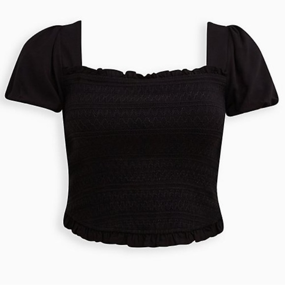 NEW Torrid Challis Smocked Puff Sleeve Crop Top NWT - Picture 4 of 5